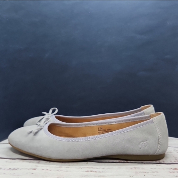 Born Shoes - Born | EUC Brin Ballet Flats Slip On Shoes Bow Blue Suede Size 8.5
